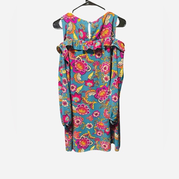 Andree Floral Midi Dress - Teal and Pink - Picture 2 of 2